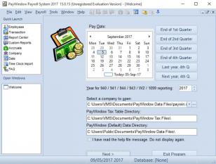 PayWindow Payroll main screen