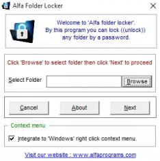 Alfa Folder Locker main screen