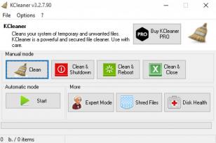 KC Softwares KCleaner main screen