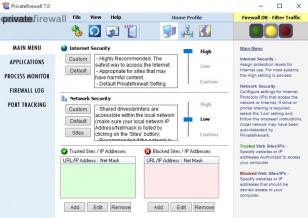 Privatefirewall main screen