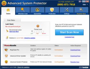 Advanced System Protector main screen