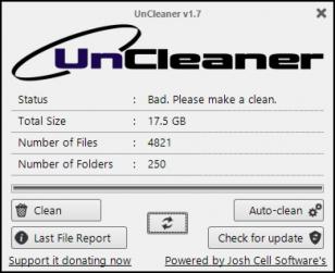 UnCleaner main screen