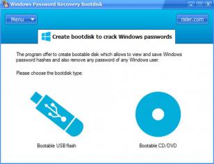 Windows Password Recovery Bootdisk main screen