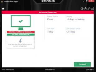 Zemana AntiLogger main screen