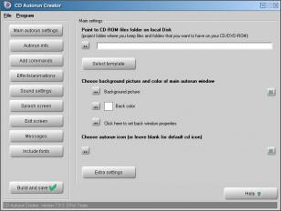 CD Autorun Creator main screen