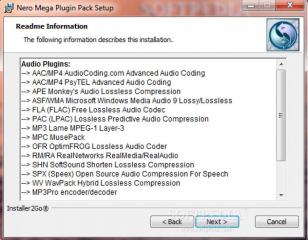 Nero Mega Plugin Pack main screen