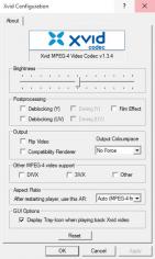 Xvid Video Codec main screen