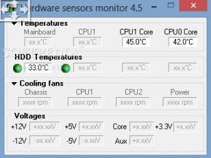 Hardware sensors monitor main screen