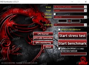 MSI Kombustor main screen