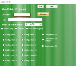 EmailMyIP main screen