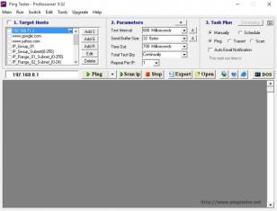 PingTester Professional main screen