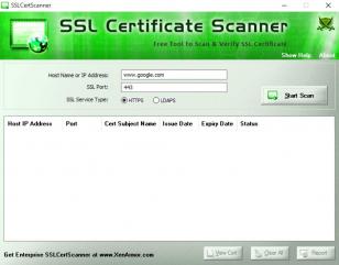 SSL Certificate Scanner main screen