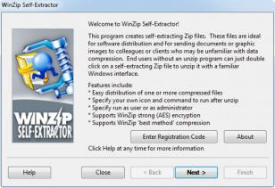 Winzip Self-Extractor main screen