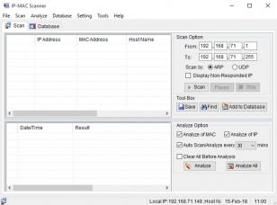 IP-MAC Scanner main screen
