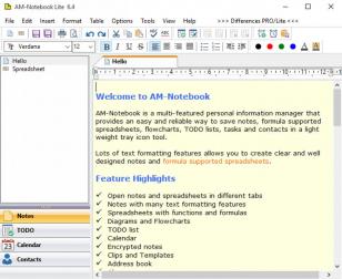 AM-Notebook Lite main screen