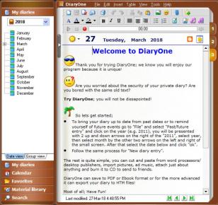 DiaryOne main screen