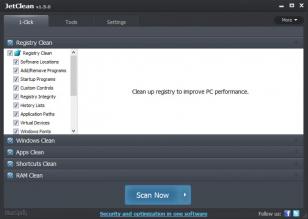 JetClean main screen