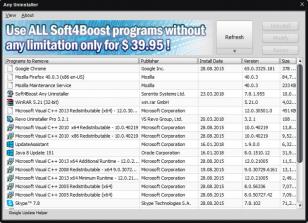 Soft4Boost Any Uninstaller main screen