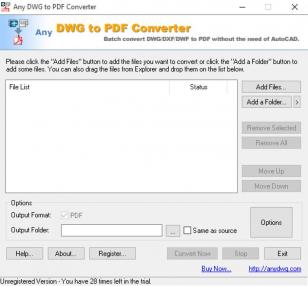 Any DWG to PDF Converter main screen