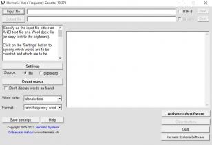 Hermetic Word Frequency Counter main screen