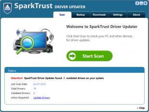 SparkTrust Driver Updater main screen