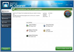 SparkTrust PC Cleaner Plus main screen