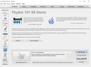 Physics 101 SE main screen