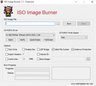 ISO Image Burner main screen