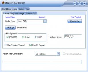 iTopsoft ISO Burner main screen