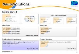 NeuroSolutions main screen