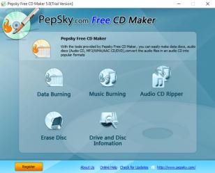 Pepsky Free CD Maker main screen