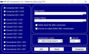 PSP ISO Compressor main screen
