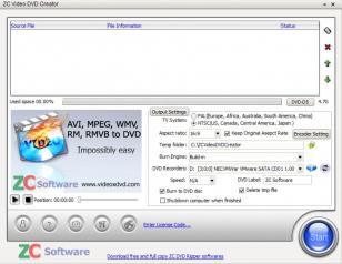 ZC Video DVD Creator main screen