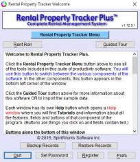 Rental Property Tracker Plus main screen