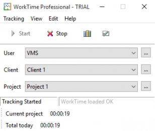 WorkTime Professional main screen