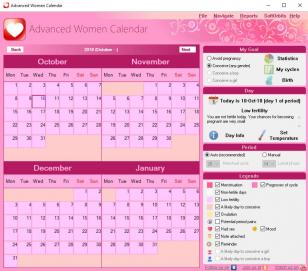 Advanced Women Calendar main screen