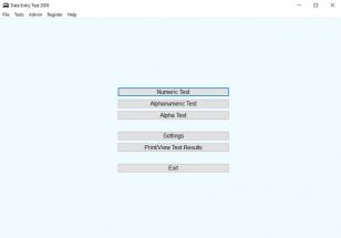 Data Entry Test 2009 main screen