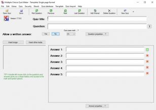 Multiple Choice Quiz Maker main screen