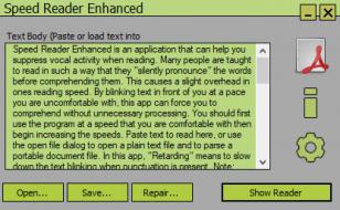 Speed Reader Enhanced main screen