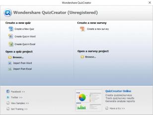 Wondershare QuizCreator main screen