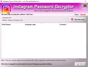 Instagram Password Decryptor main screen