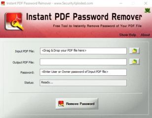 Instant PDF Password Remover main screen