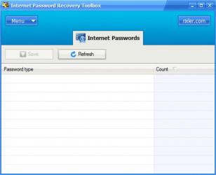 Internet Password Recovery Toolbox main screen