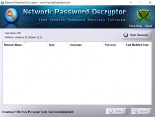 Network Password Decryptor main screen