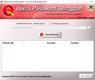 Opera Password Decryptor main screen
