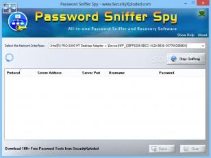 Password Sniffer Spy main screen