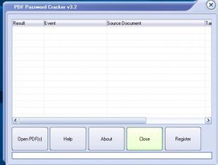 PDF Password Cracker main screen