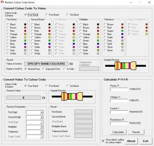 Resistor Colour Code Solver main screen