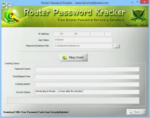 Router Password Kracker main screen