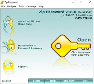 Zip Password DEMO main screen